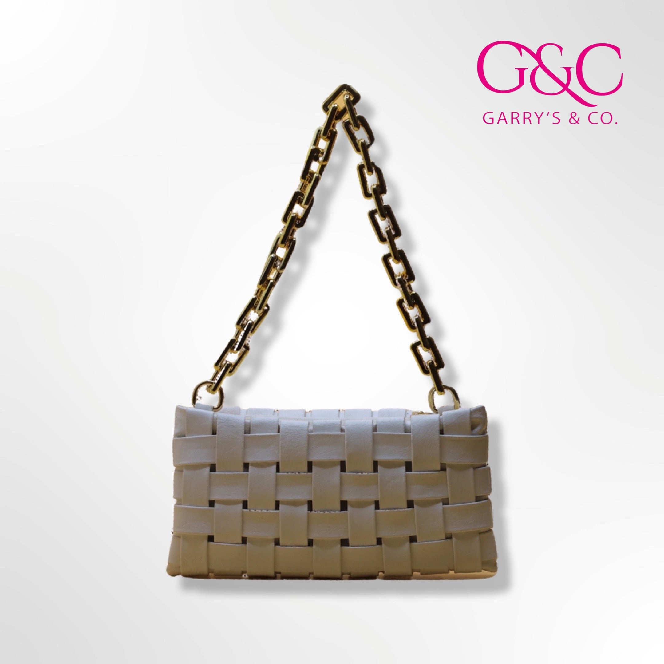G&C WEAVING GREY CLUTCH WITH CHAIN STRAP 8D